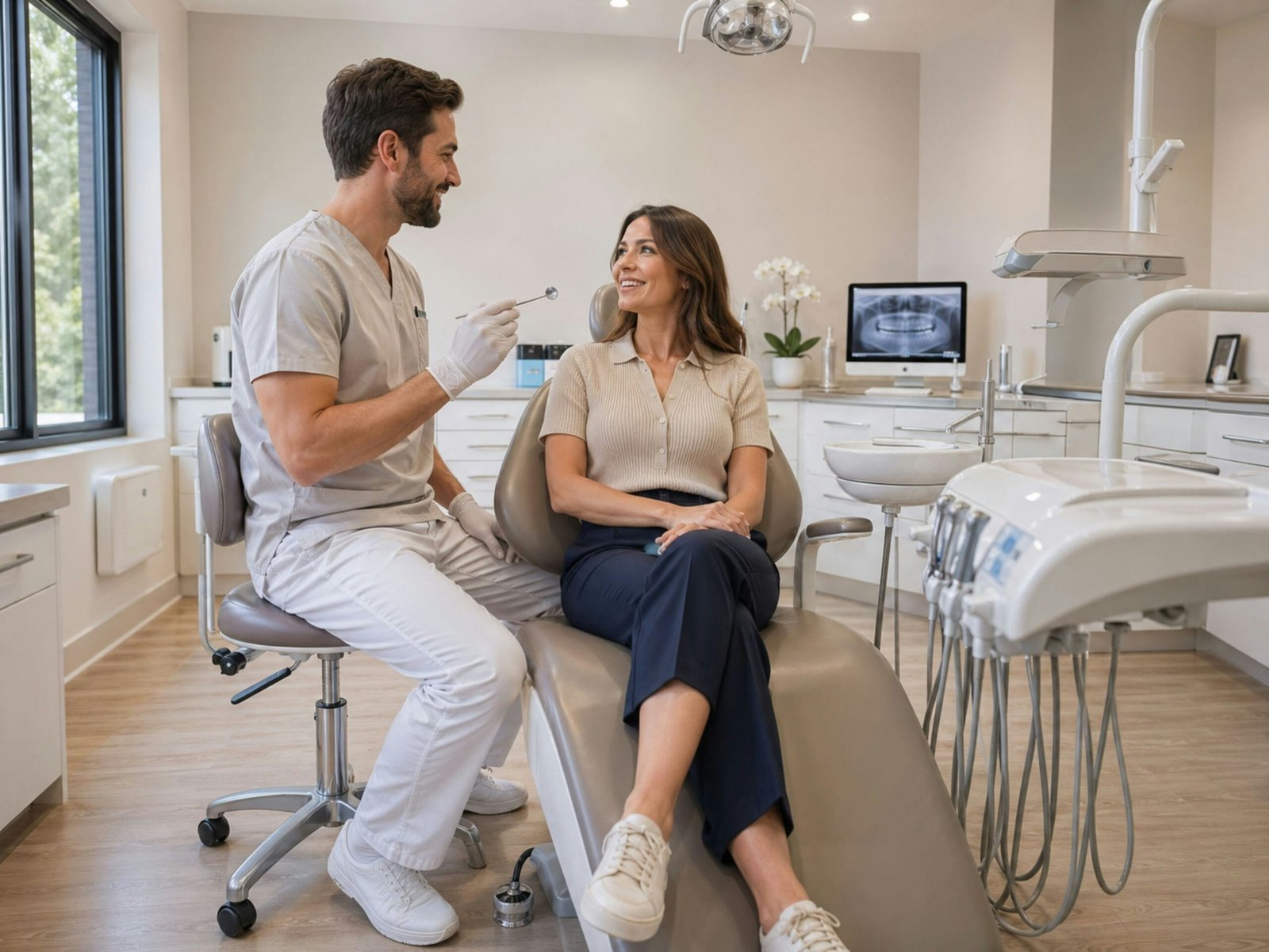 Modern dental care consultation with a patient and dentist