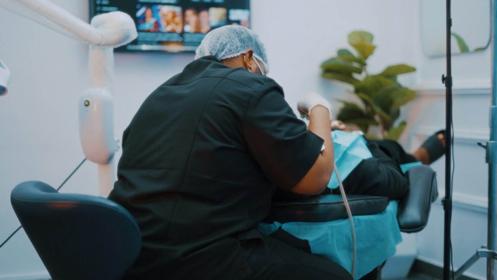 Patient receiving care in a modern dental clinic
