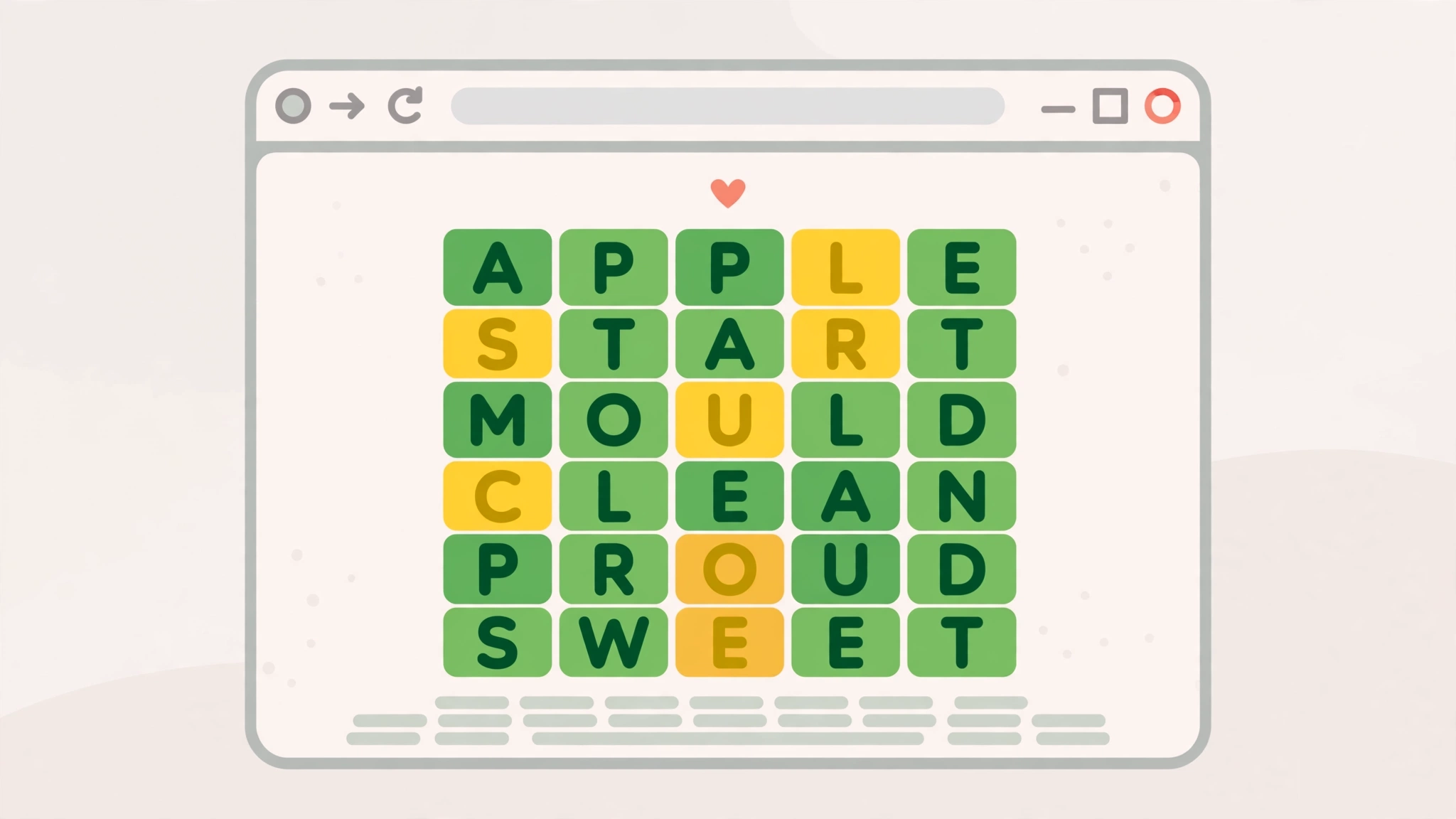 AARP Word Hurdle letter tile game with green and yellow feedback on a browser screen