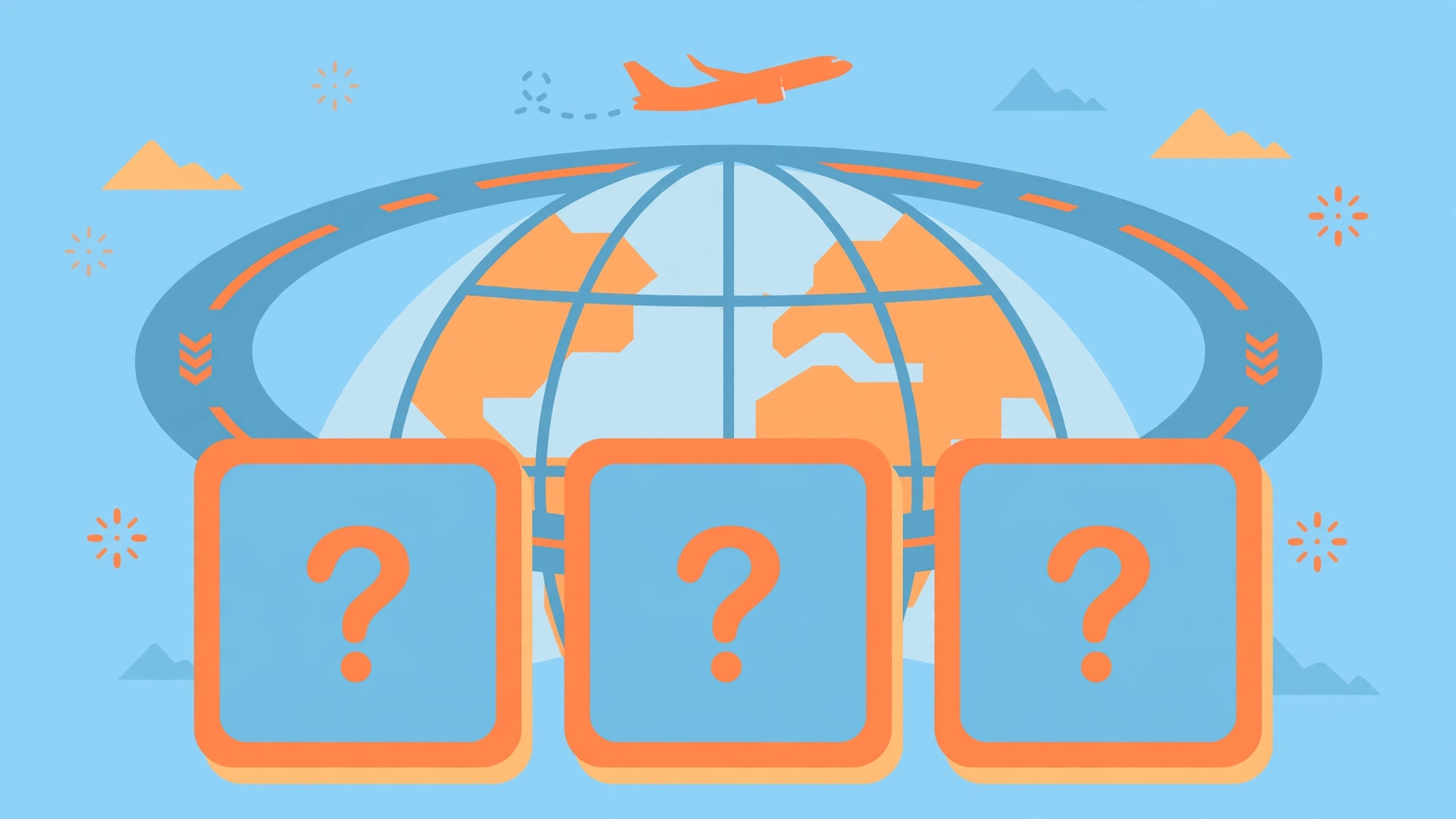 Illustrated 3-letter airport code guessing grid with an airplane theme