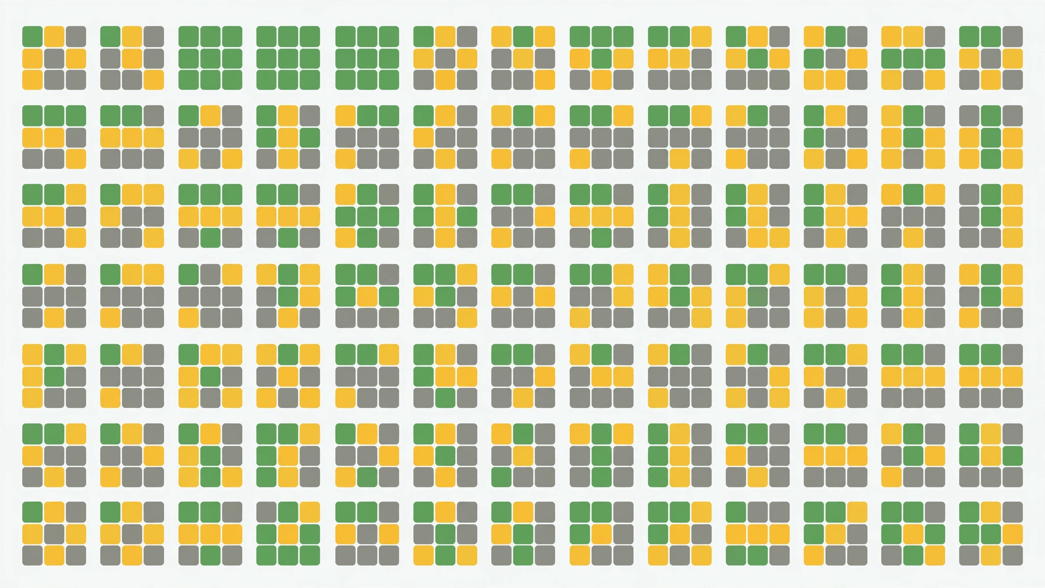 Centordle game with many small Wordle grids and green yellow grey tiles