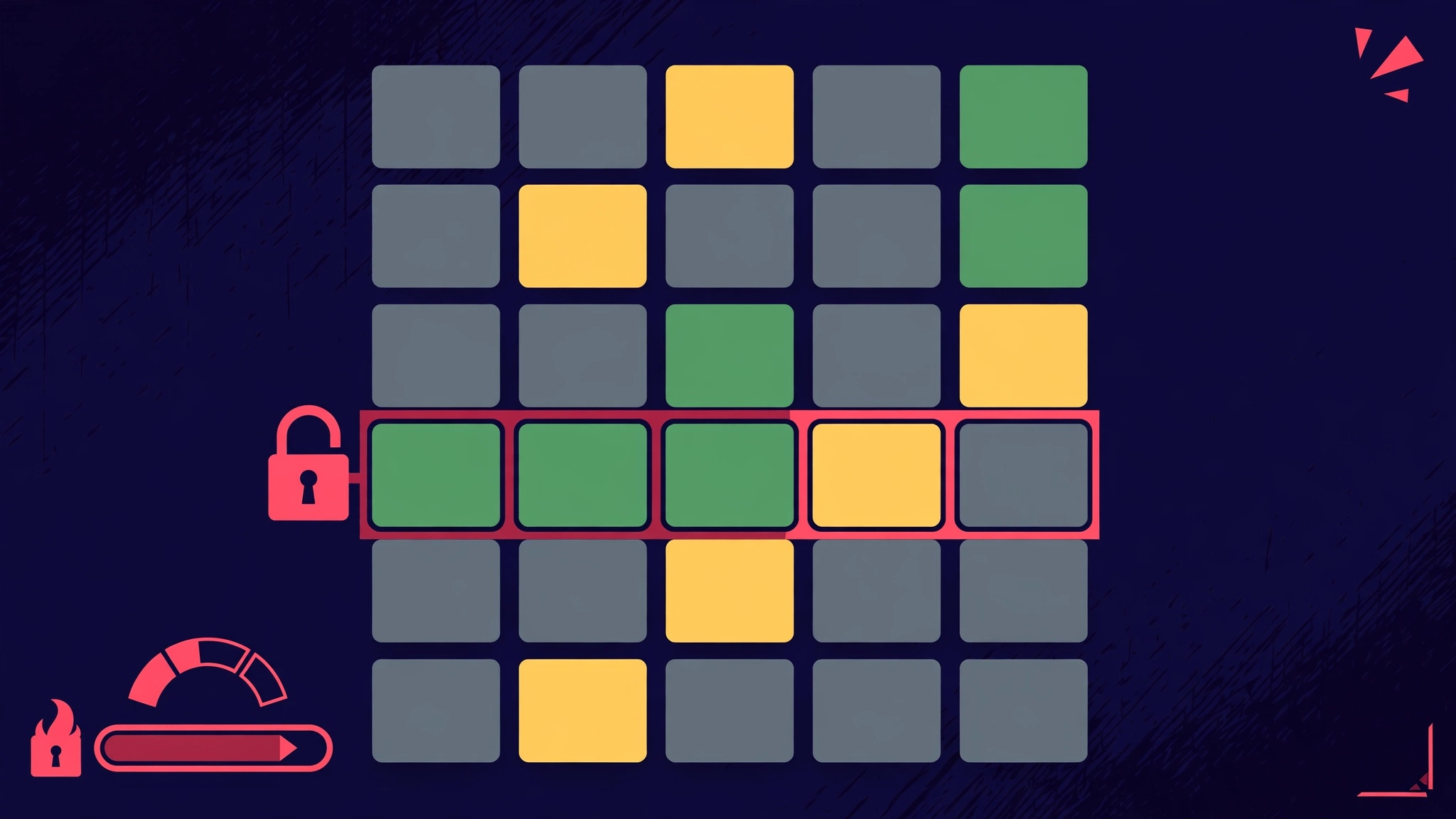 Hardle Unlimited game concept illustration with word guess tiles and difficulty meters
