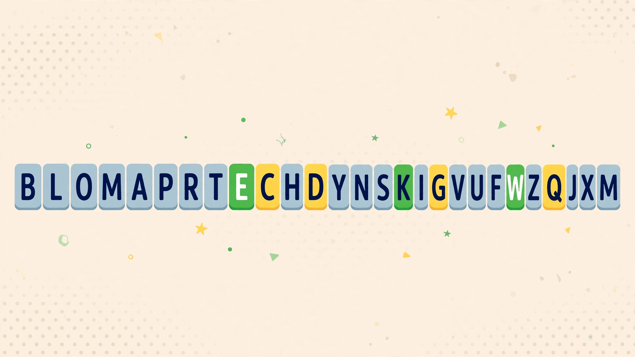Long Wordle puzzle grid with a long horizontal word being guessed