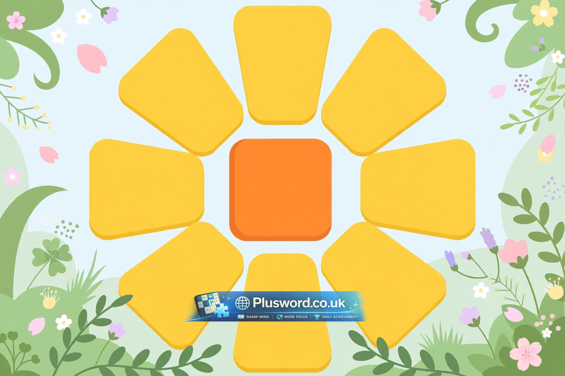 Blossom word game flower grid showing seven letters with the centre letter explained