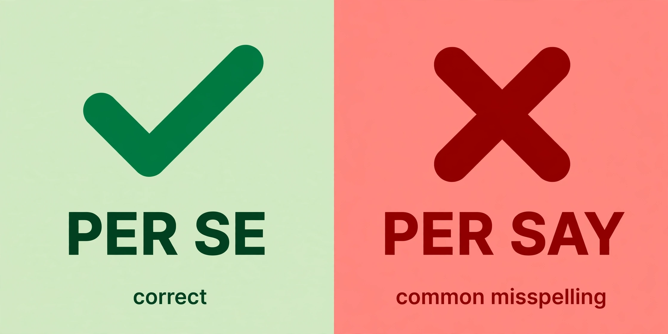 Per se is correct, per say is a common misspelling — comparison graphic
