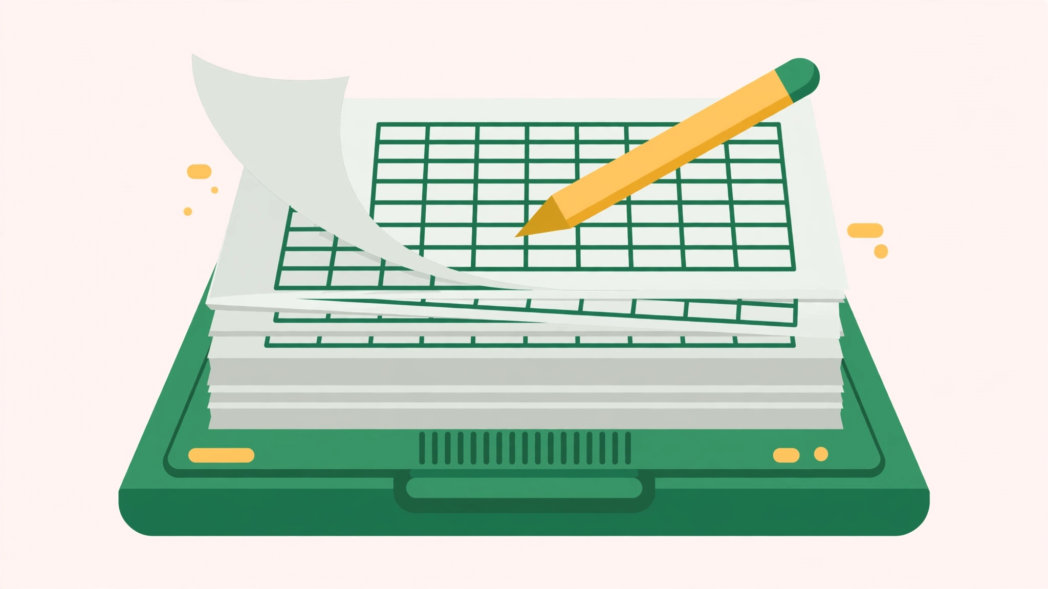 Flat illustration of printed sudoku puzzle sheets with a pencil