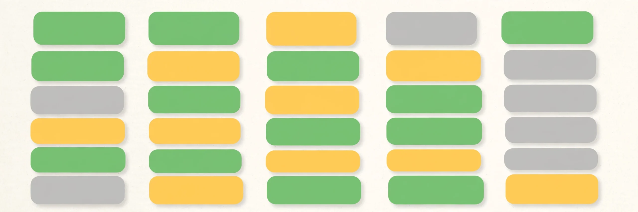 A flat-design grid of green and yellow Wordle-style letter tiles in a word game pattern