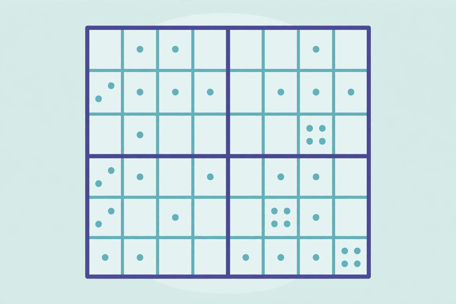 Flat-design illustration of a classic 9x9 sudoku grid with some cells filled in