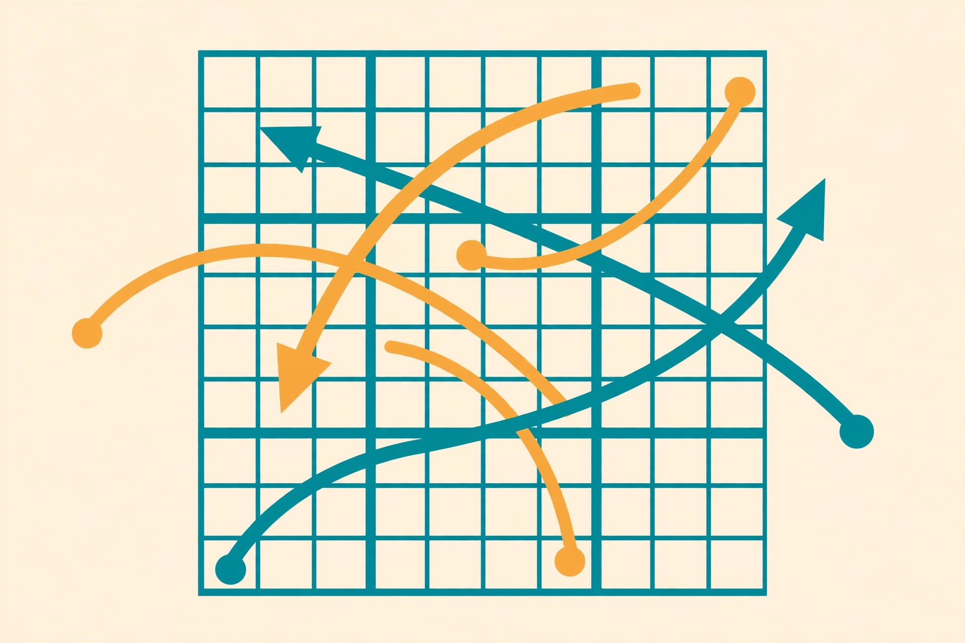 Sudoku grid with curved arrows and circled total cells in flat illustration style