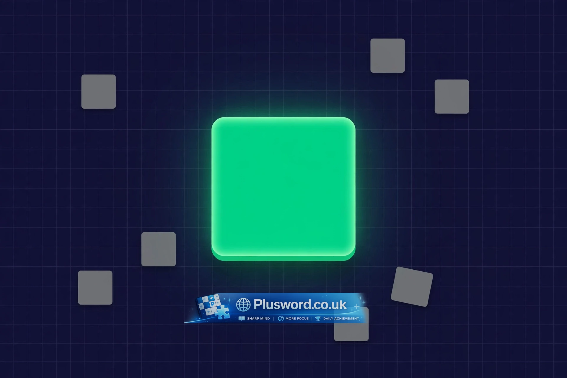 Letterle game concept showing a single mystery letter tile with green and grey guess tiles