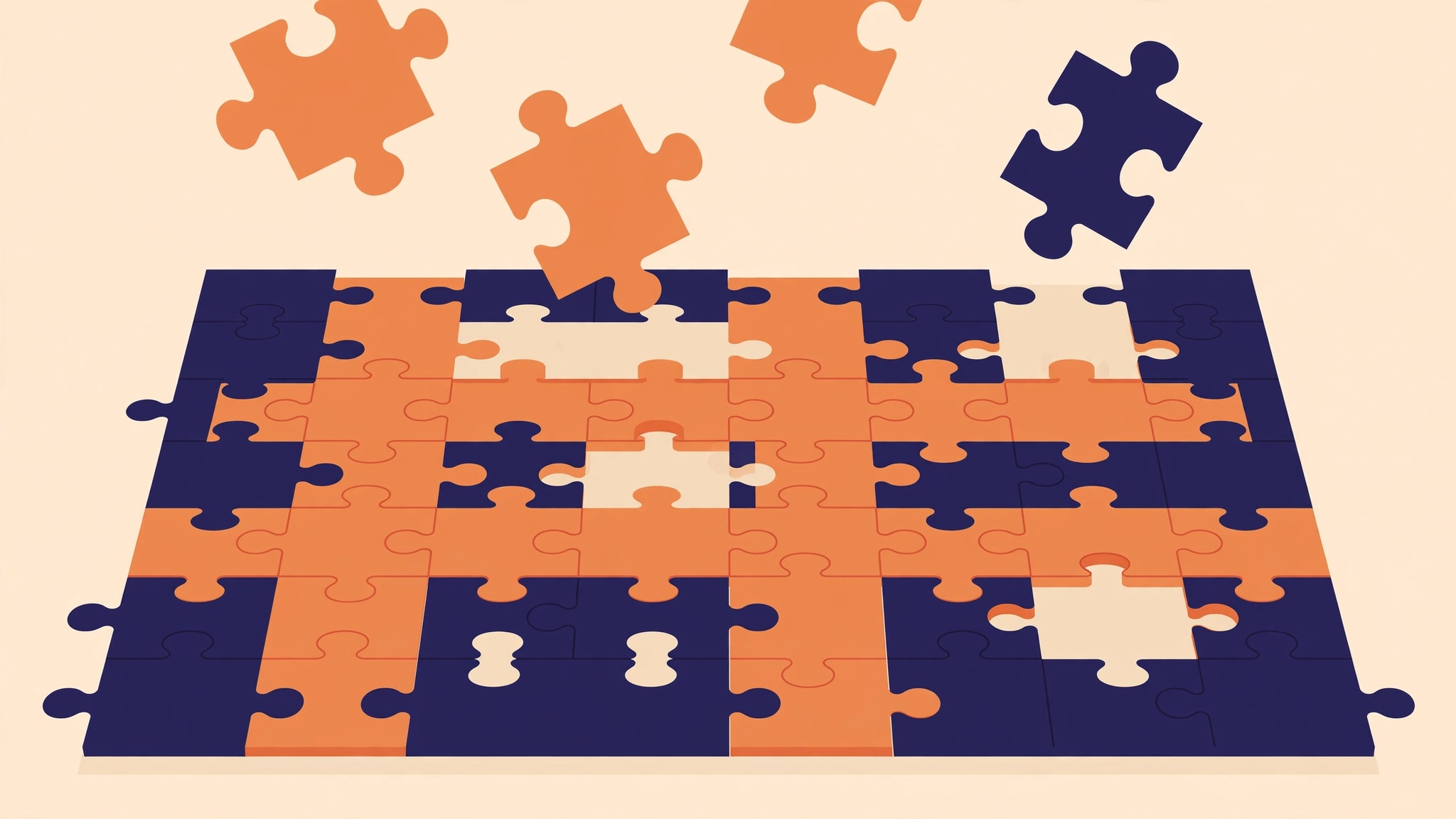 Pieceword jigsaw crossword puzzle — word pieces being fitted into a crossword grid