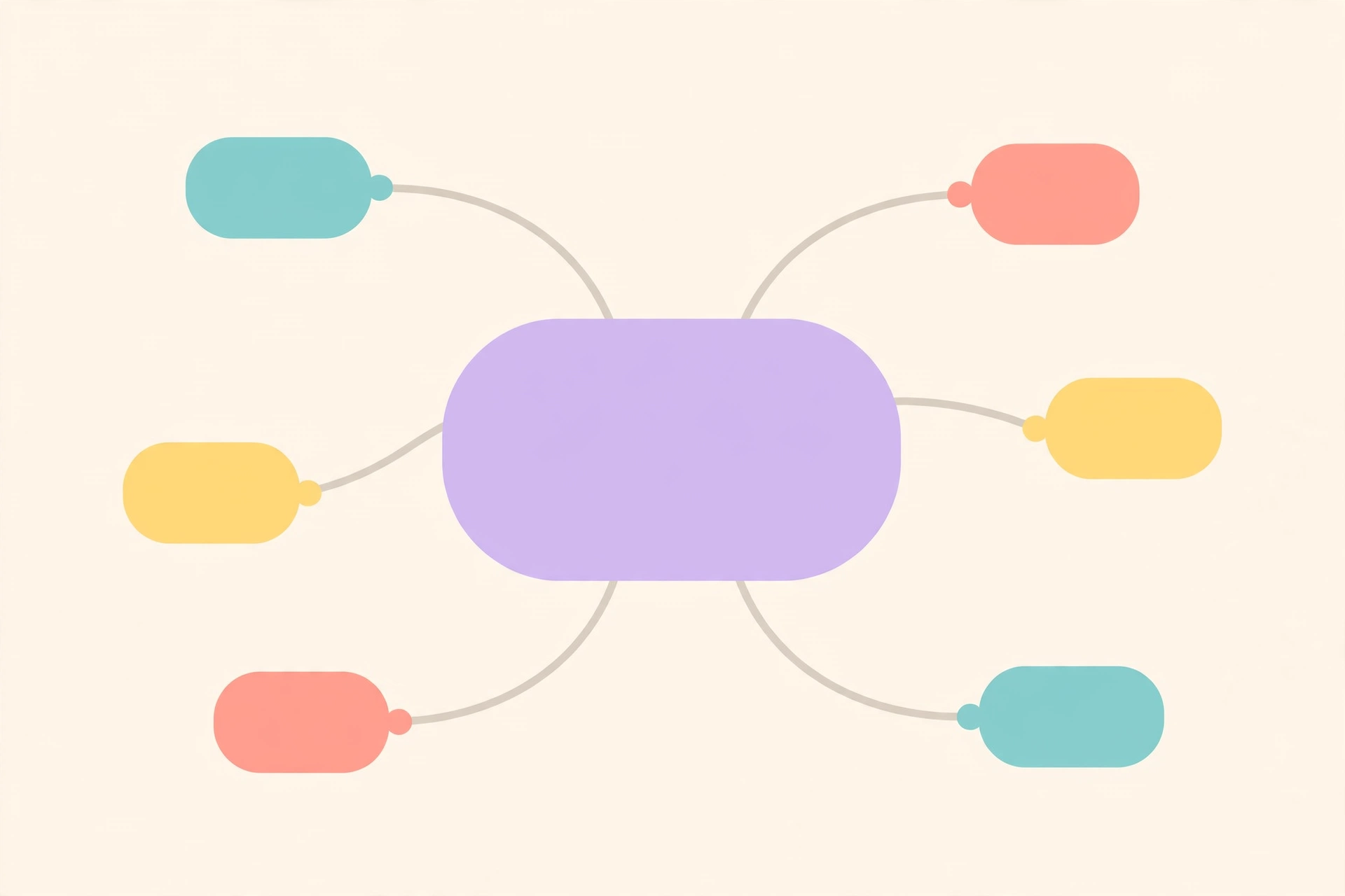 Flat illustration of connected word bubbles in a network showing word association links