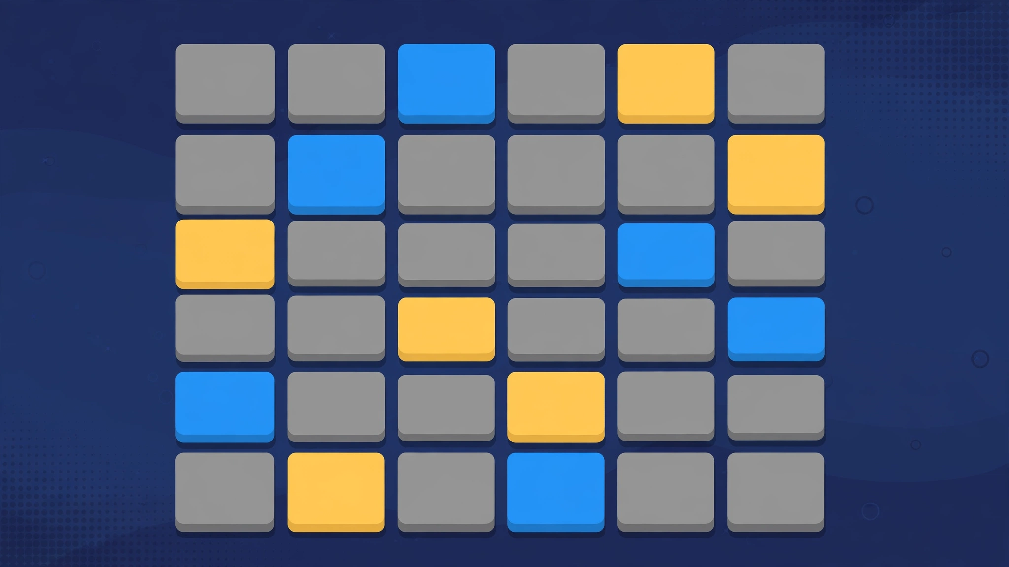Word Hurdle six-letter word guessing game board with blue yellow and grey tiles