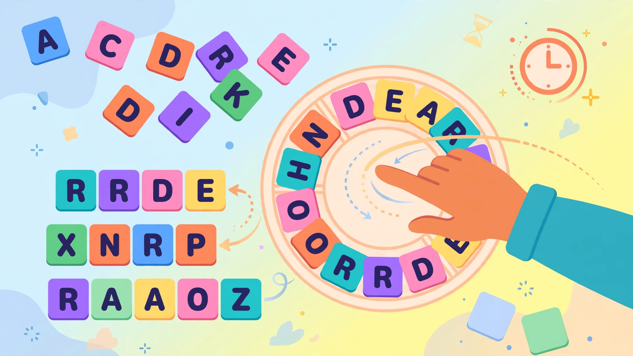Wordie game online — rearrange letters to form words in a timed word puzzle