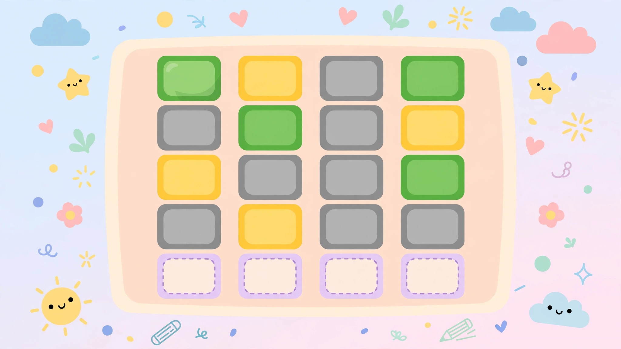 Wordle Junior kid-friendly word game with colorful four-letter tiles